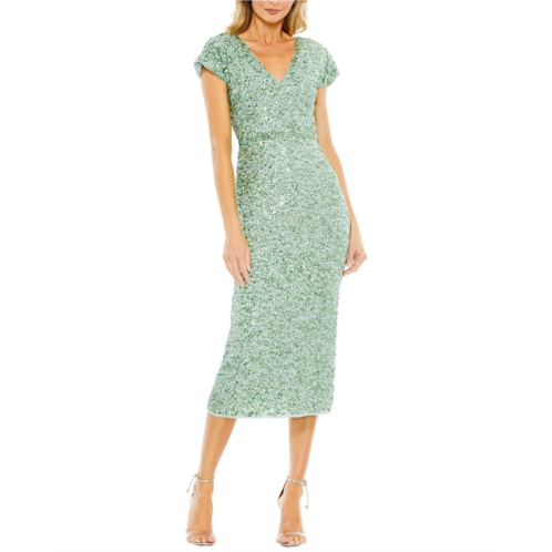 Mac Duggal v neck midi dress