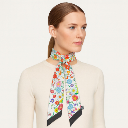TRUEDAMES multicolor bloom floral pattern printed twilly skinny scarf