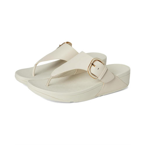 FitFlop Lulu Resin-Buckle Leather Toe-Post Sandals
