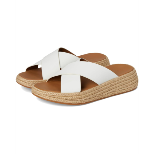 FitFlop F-Mode Espadrille Leather Flatform Cross Slides