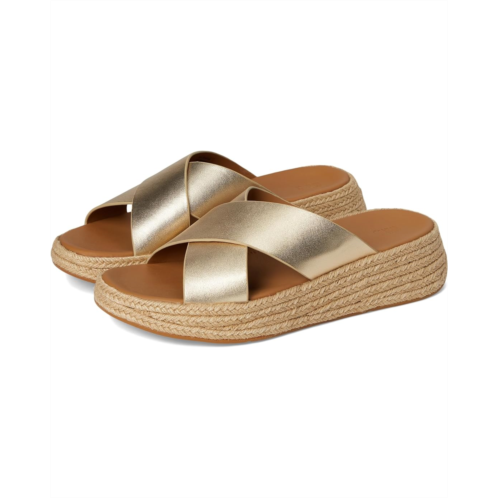 FitFlop F-Mode Espadrille Leather Flatform Cross Slides