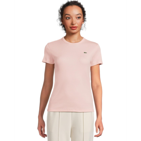 Womens Lacoste Slim Fit Ribbed Cotton T-Shirt