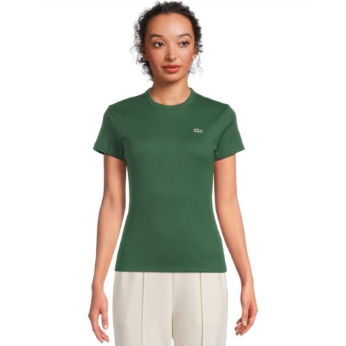 Womens Lacoste Slim Fit Ribbed Cotton T-Shirt
