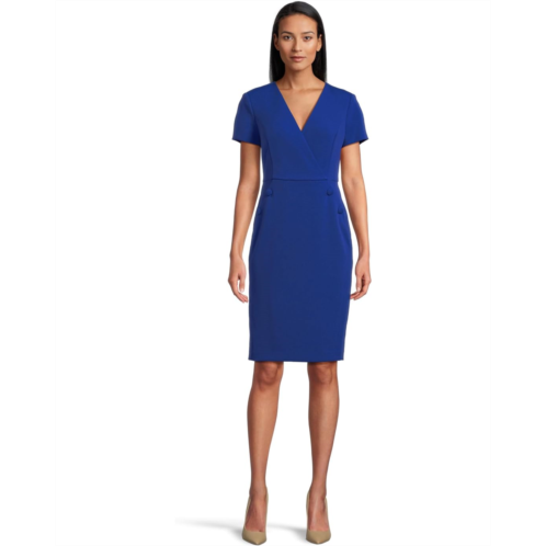 Womens Calvin Klein Short Sleeve Button Sheath