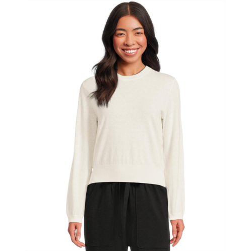Lilla P Shirred Sleeve Crew Neck Sweater