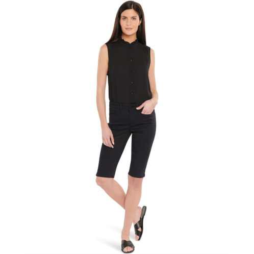NYDJ Petite Bike Capris Riveted Sideseam Slits in Black