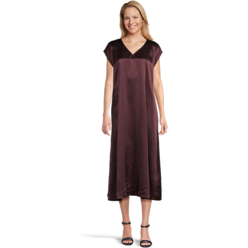 Eileen Fisher Textured Satin V-neck Dress