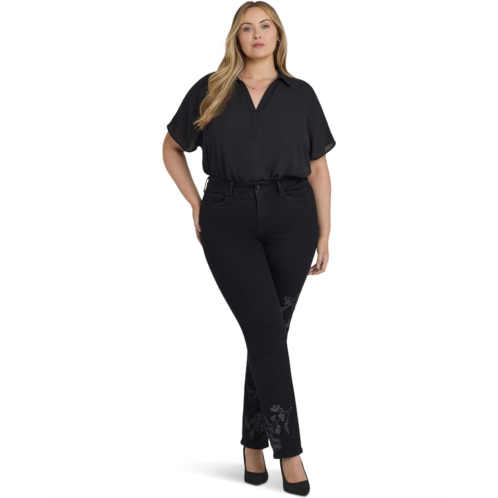 NYDJ Plus Size Marilyn Embroidery Jeans in Black Rinse
