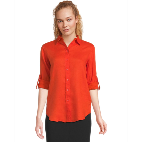 POLO RALPH LAUREN Womens Lauren Ralph Lauren Relaxed Fit Linen Shirt