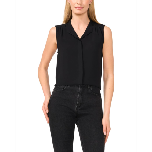Womens CeCe Sleeveless Open Collar Top W/ Hidden Placket