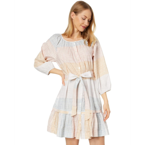 Womens Lilla P 3/4 Sleeve Button-Down Peplum Dress