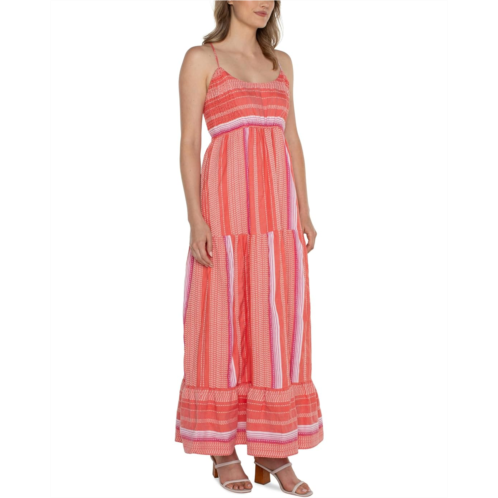 Liverpool Los Angeles Racer Back Tiered Maxi Dress with Smocking