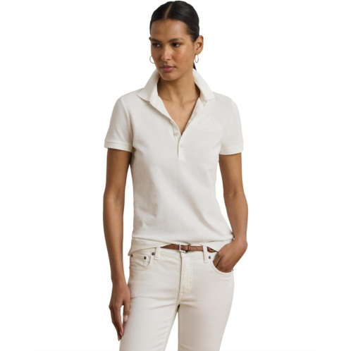 POLO RALPH LAUREN Womens Lauren Ralph Lauren Floral-Logo Cotton Pique Polo Shirt