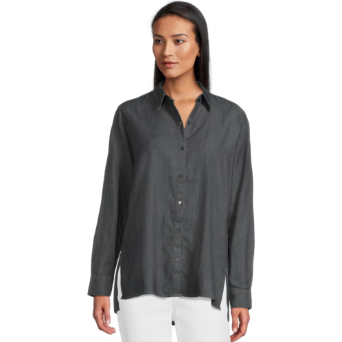 Womens Eileen Fisher Airy Organic Cotton Twill Classic Collar Shirt