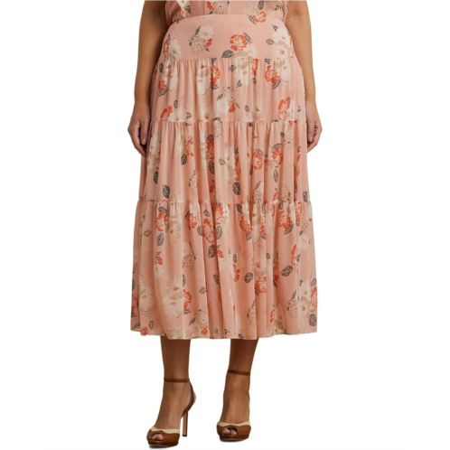 POLO RALPH LAUREN Plus Size Floral Crinkle Georgette Tiered Skirt