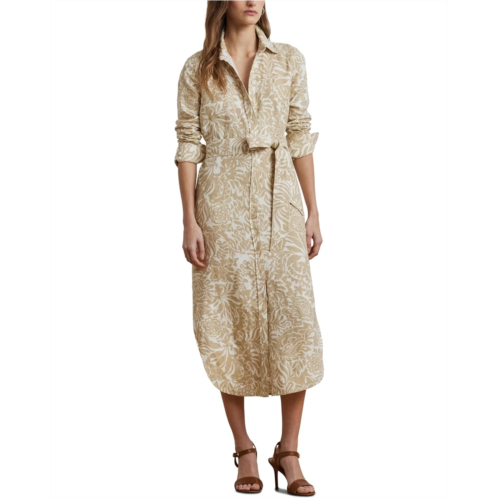 POLO RALPH LAUREN Womens Lauren Ralph Lauren Petite Floral Linen Shirtdress