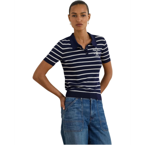 POLO RALPH LAUREN Womens Lauren Ralph Lauren Striped Cotton-Blend Polo Sweater