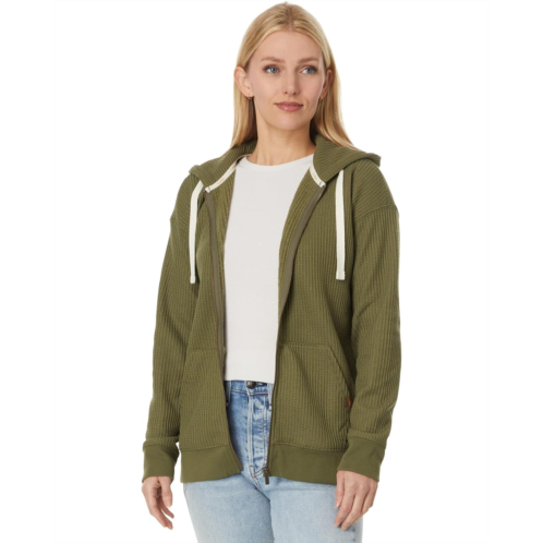L.L.Bean Womens LLBean Birchwood Brushed Waffle Full Zip Hoodie