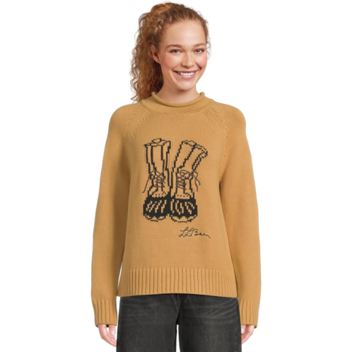 L.L.Bean Womens LLBean Signature Original Cotton Rollneck Novelty Sweater