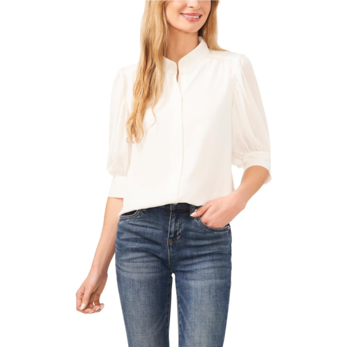 Womens CeCe Elbow Sleeve Open Collar Blouse