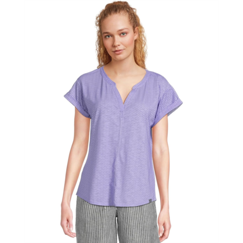 L.L.Bean Womens LLBean Streamside Tee Split-Neck Short Sleeve Print