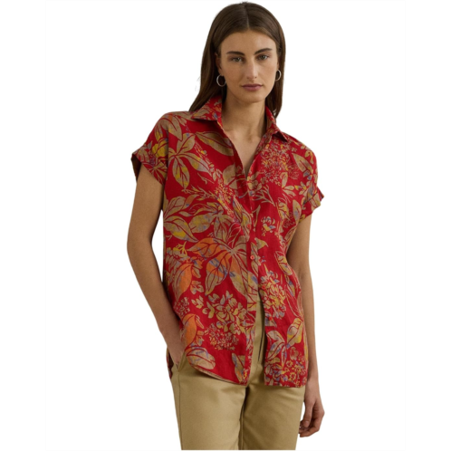 POLO RALPH LAUREN Womens Lauren Ralph Lauren Relaxed Fit Floral Short-Sleeve Shirt