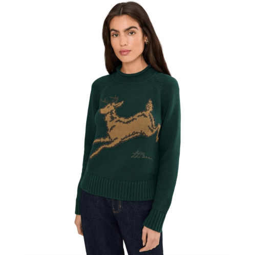 L.L.Bean Womens LLBean Signature Original Cotton Rollneck Novelty Sweater