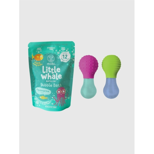 Gap Mobi Little Whale Aquamarine Bubble Bath Powder and Bath Toy Bundle