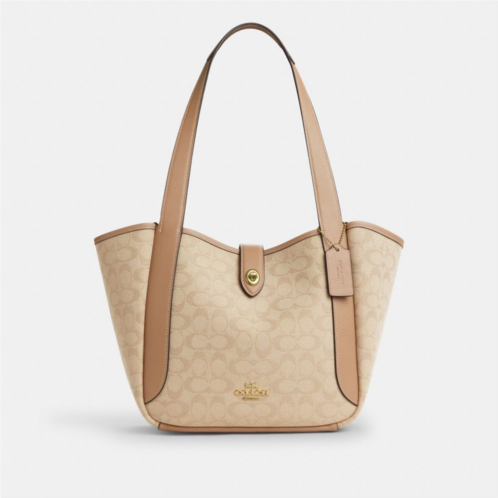 COACH Hadley Turnlock Tote Bag With Signature Canvas