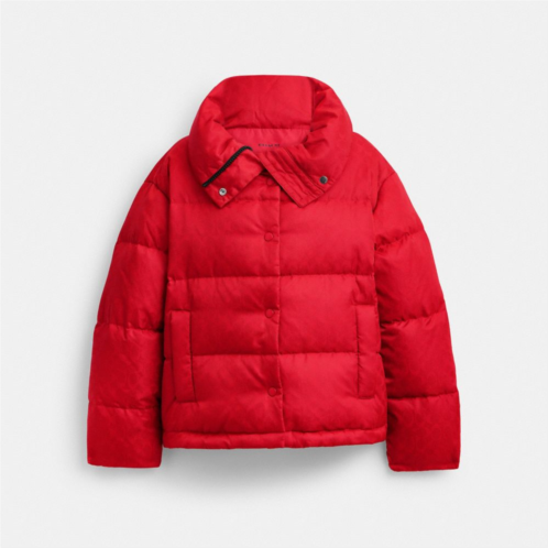 COACH Signature Jacquard Short Puffer In Recycled Polyamide