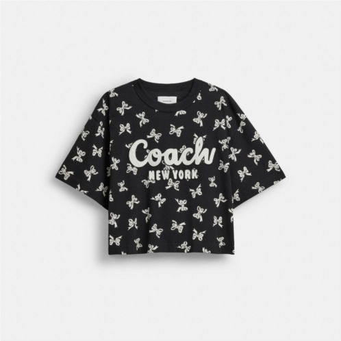 COACH Bow Print Cursive Signature Cropped T Shirt