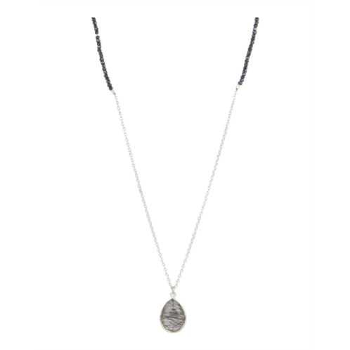 NUNU Long Beaded and Teardrop Pendant Necklace