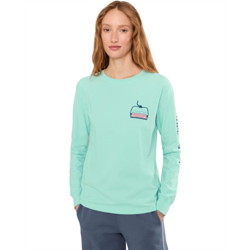 Womens Vineyard Vines Ski Lift Logo Box Long Sleeve Tee