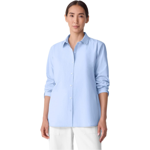 Womens Eileen Fisher Striped Poplin Classic Collar Long Shirt