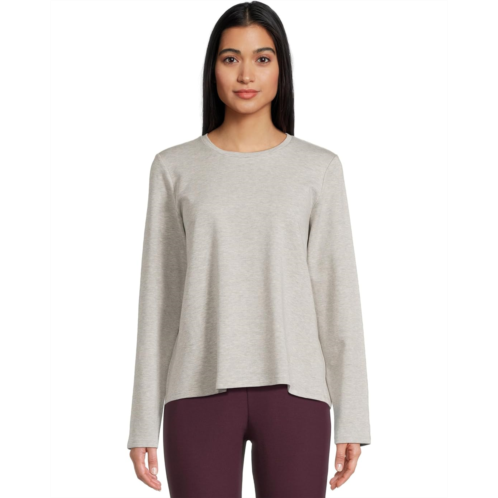 Womens Eileen Fisher Striped Cozy Brushed Terry Crew Neck Top