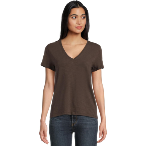 Womens Lilla P Short Sleeve Back Seam V-Neck