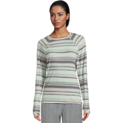 L.L.Bean Womens LLBean Everyday SunSmart Crew Neck Long-Sleeve Stripe Tee