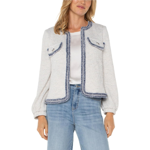 Womens Liverpool Los Angeles Collarless Jacket w Fray Detail