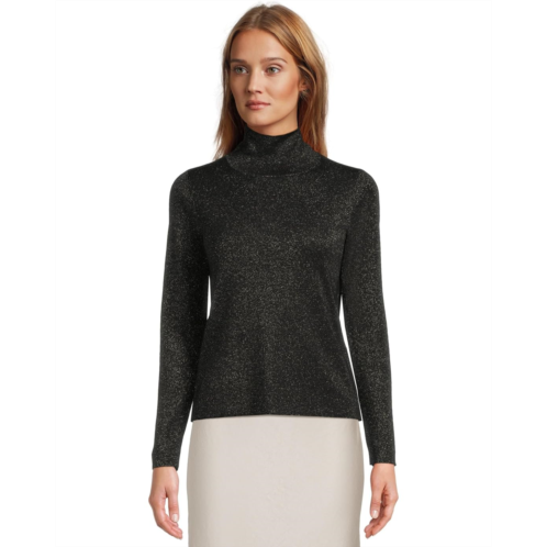 Womens Eileen Fisher Wool Lurex Turtle Neck