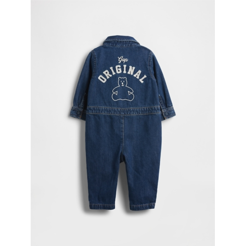 Gap Baby Denim Bear Logo Coveralls