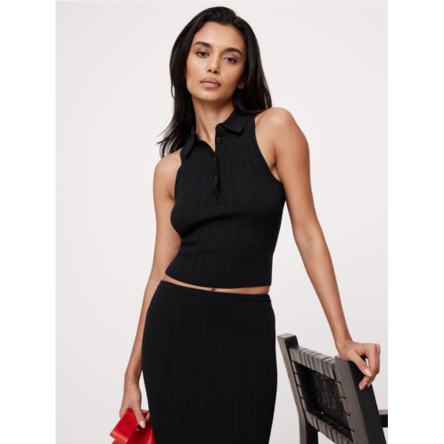 Bananarepublic Crinkle Knit Sleeveless Polo