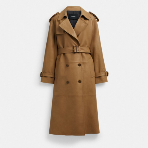 COACH Leather Double Breasted Trench Coat