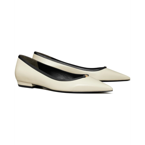 Womens Tory Burch Double T Buckle Pointed Toe Flats
