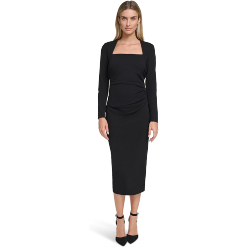 Calvin Klein Scuba Crepe Long Sleeve Midi Sheath