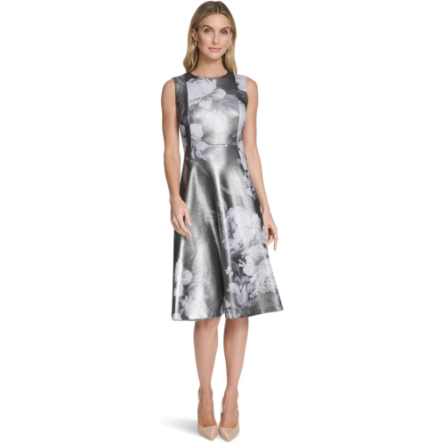 Calvin Klein Sleeveless Metallic Scuba A-Line