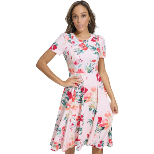 Calvin Klein A-Line Midi Print Scuba Dress