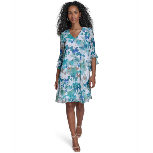 Calvin Klein Floral Chiffon Shift Dress