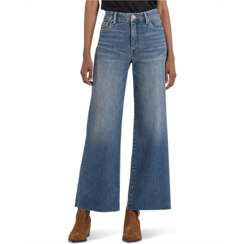 Womens KUT from the Kloth Meg High-Rise Fab Ab Wide Leg Raw Hem in Milestone