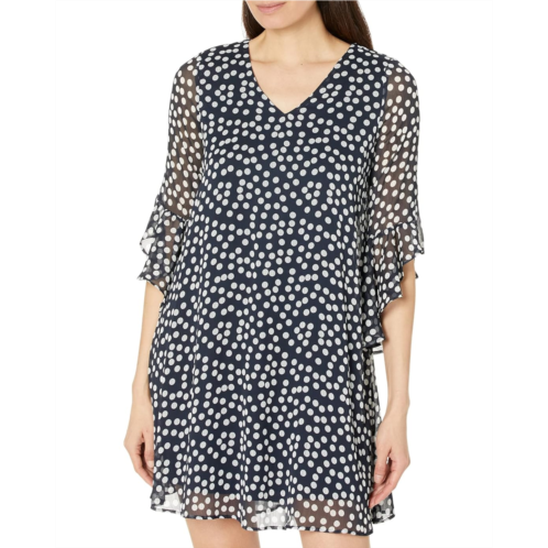 Calvin Klein Chiffon Print Bell Sleeve Dress