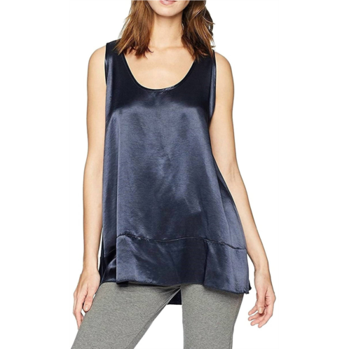 PJ Harlow natalie satin tank with ruffle in navy